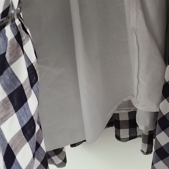 Walter Boho Lagenlook Purple Gingham Cotton Cottagecore V Neck Mini Dress L (F9) - Picture 11 of 14